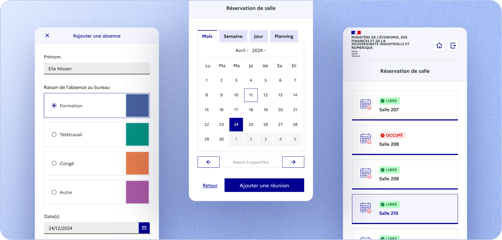 Réservation de salle et Absences